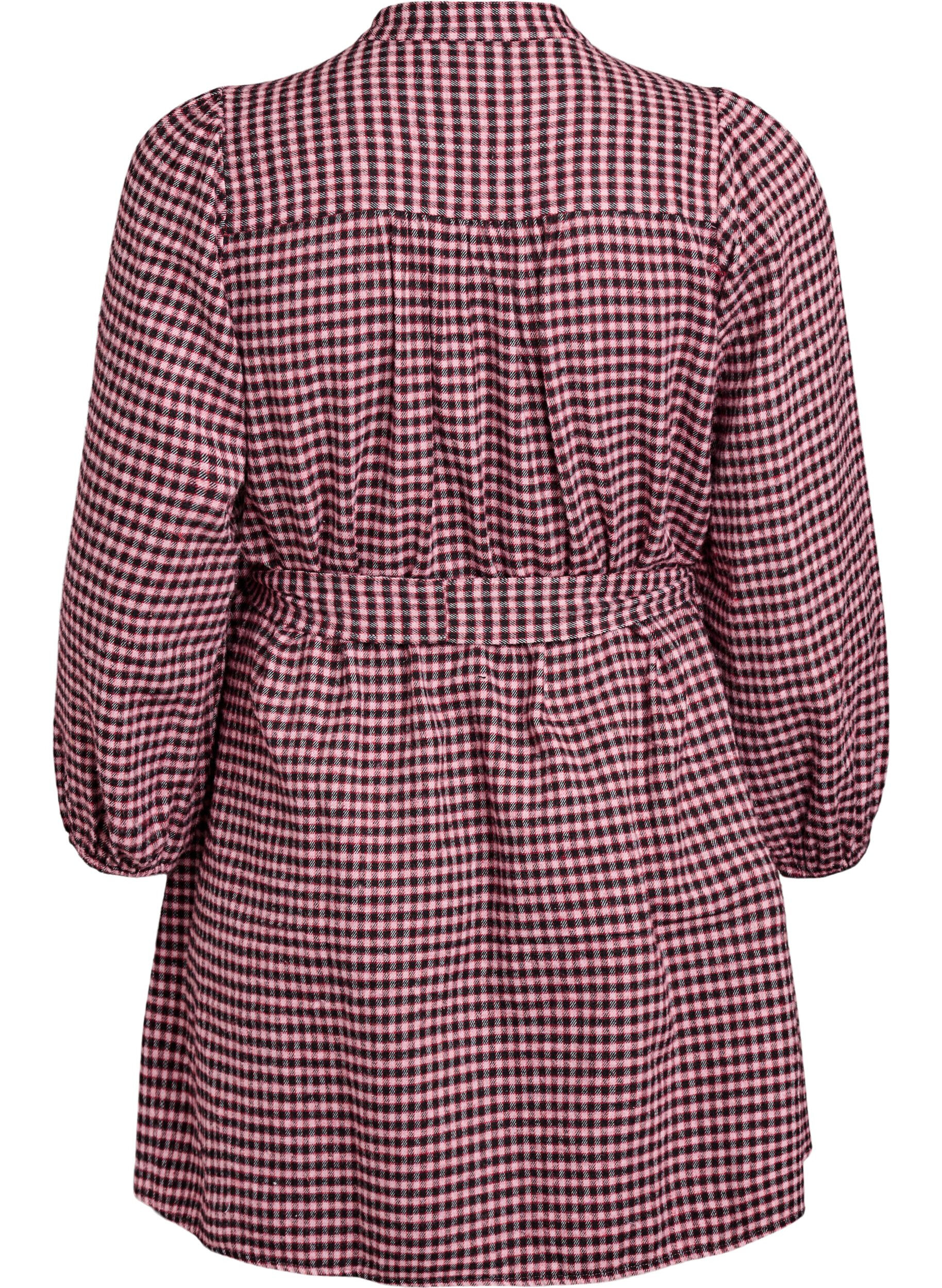 Zizzi Korte jurk met ruitjes en een strikceintuur, Rood, Packshot image number 1