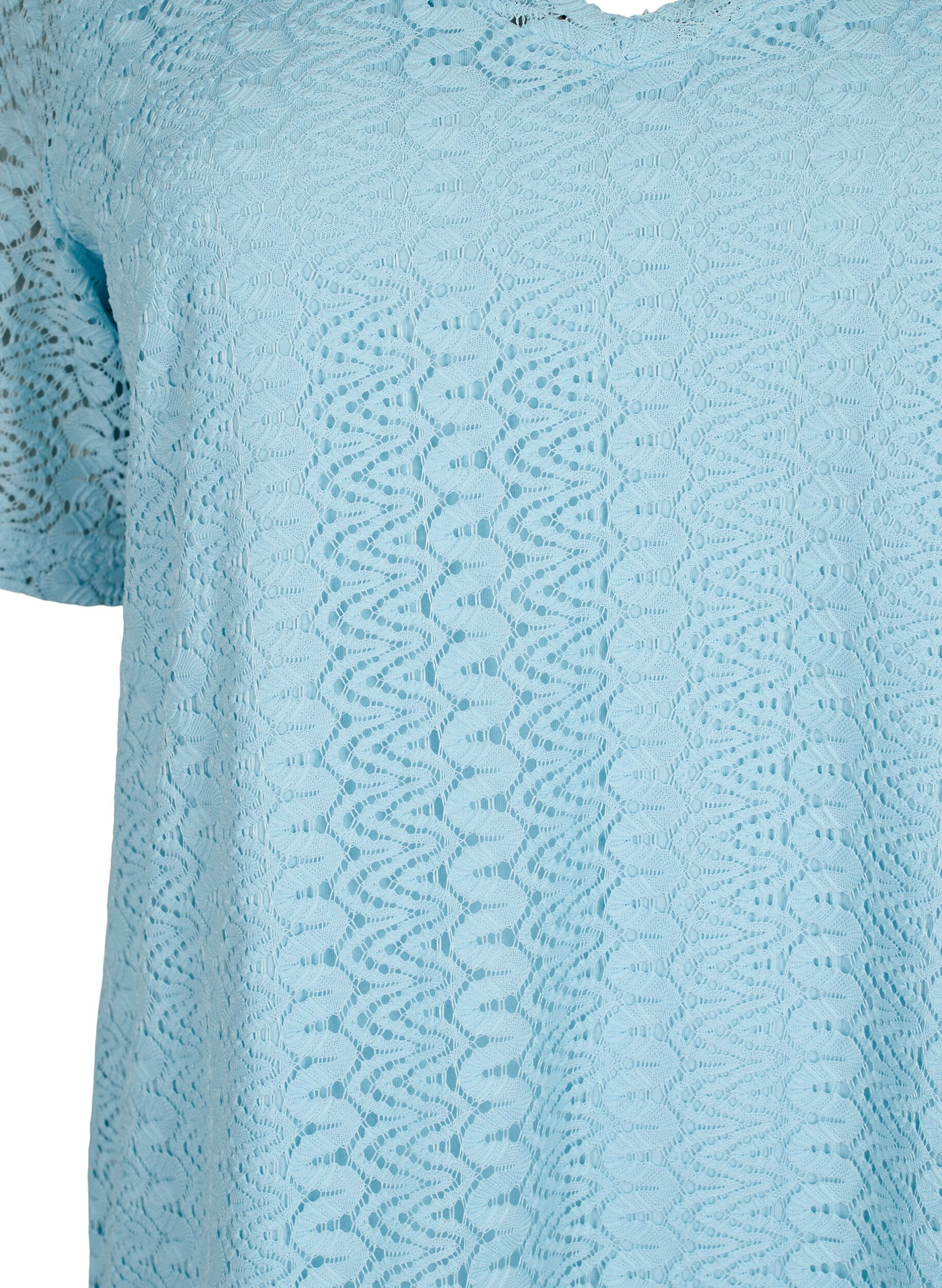 Zizzi Kanten blouse met korte mouwen en v-hals, Angel Falls, Packshot image number 2