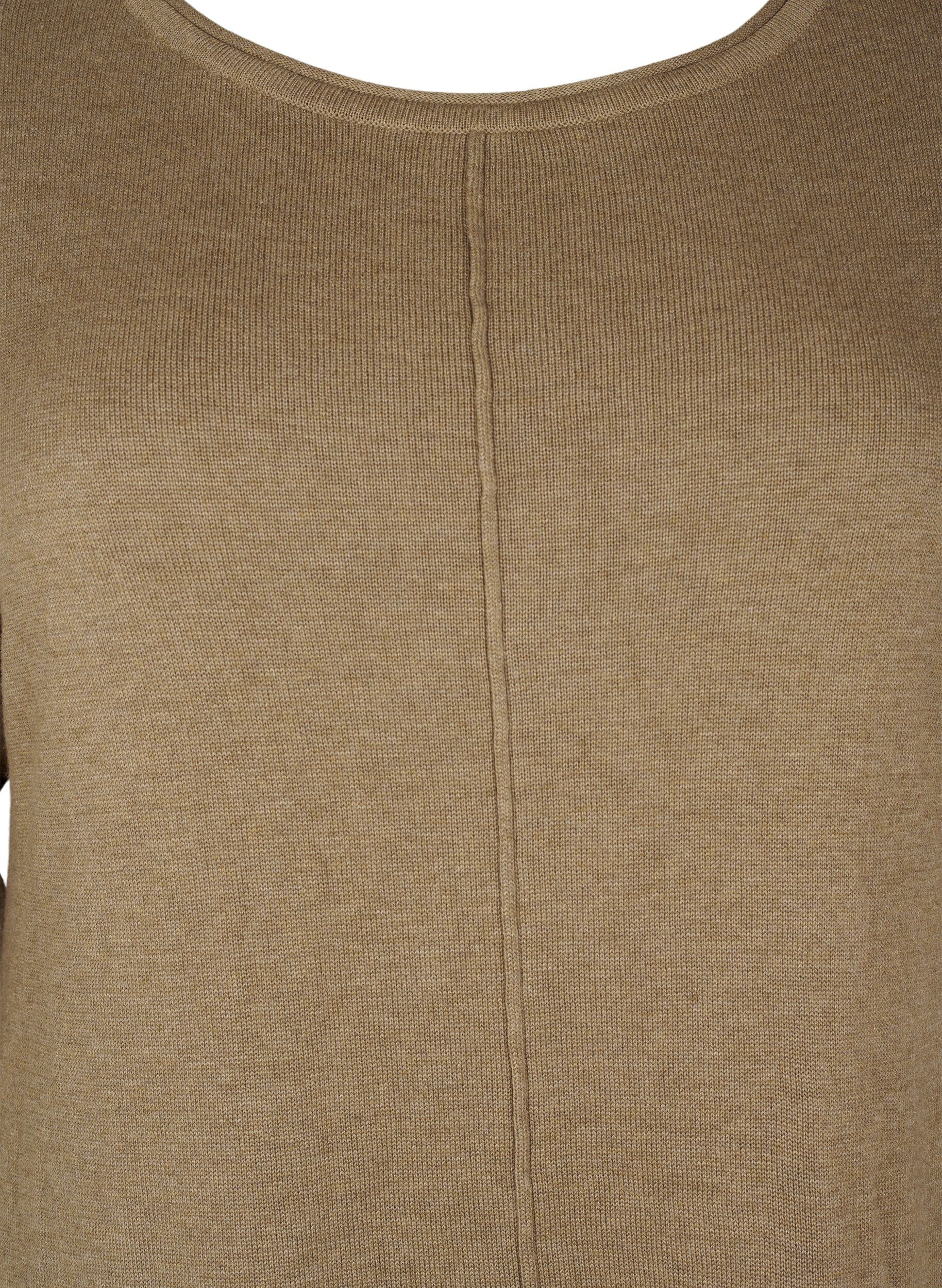 Zizzi Gebreide jurk in katoen-viscose blend, Groen, Packshot image number 2