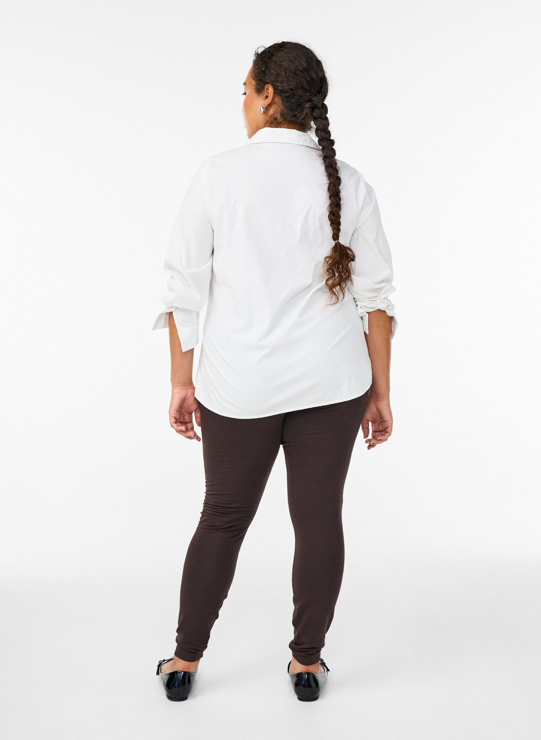 Zizzi Katoenen legging met voering, Bruin, Model image number 2
