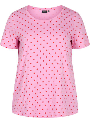 Katoen stipjes t-shirt, Prism Pink W. Dot, Packshot image number 0