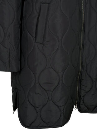 Lange gevoerde jas met zakken en rits, Black, Packshot image number 3