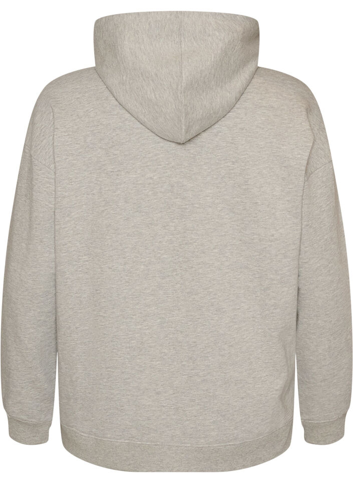 Hoodie met geborduurd motief, Grijs, Packshot image number 1