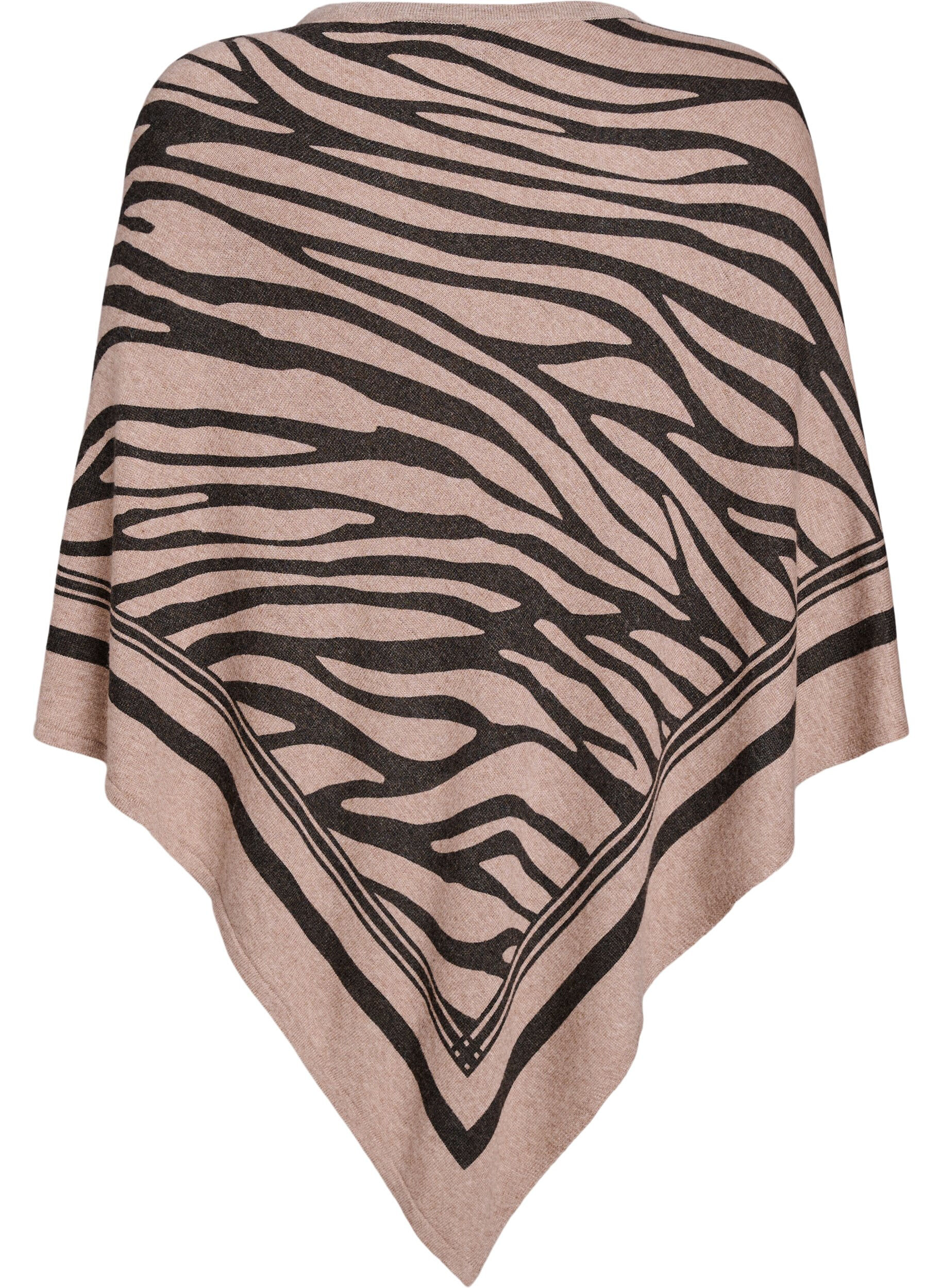 Zizzi Fijngebreide poncho, Zwart, Packshot image number 1