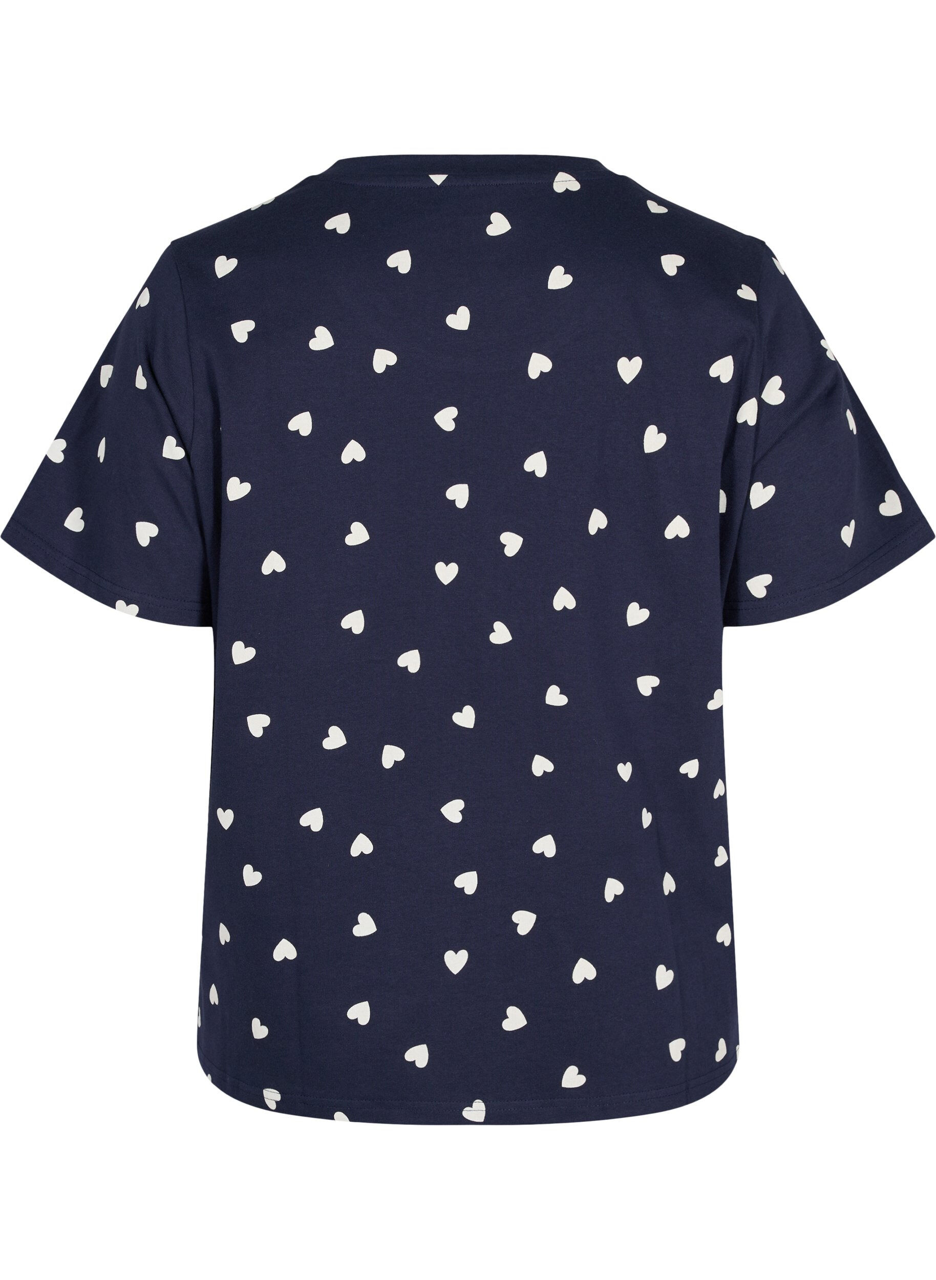 Zizzi Pyjama T-shirt in katoen met korte mouwen, Navy Blazer AOP, Packshot image number 1
