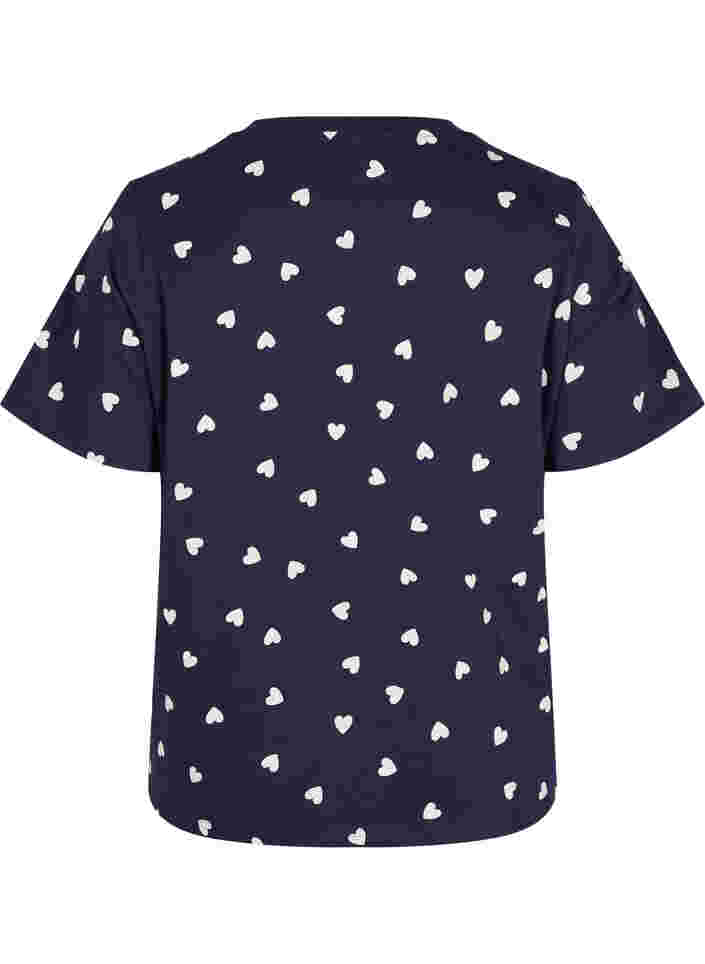 Pyjama T-shirt in katoen met korte mouwen, Navy Blazer AOP, Packshot image number 1