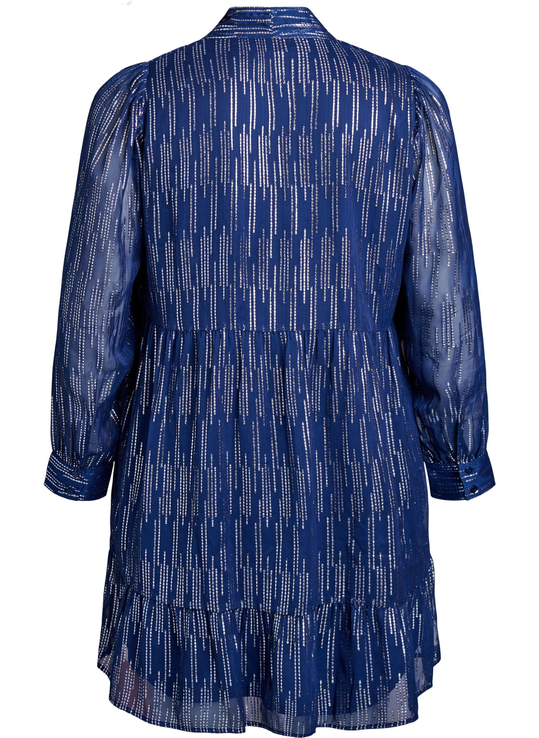 Zizzi Korte feestjurk met glitterpatroon, Blauw, Packshot image number 1