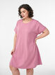 Korte jersey jurk met structuur en ronde hals, Roze, Model image number 0