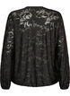 Doorschijnende blouse met bloemenstructuur en lange mouwen, Zwart, Packshot image number 1