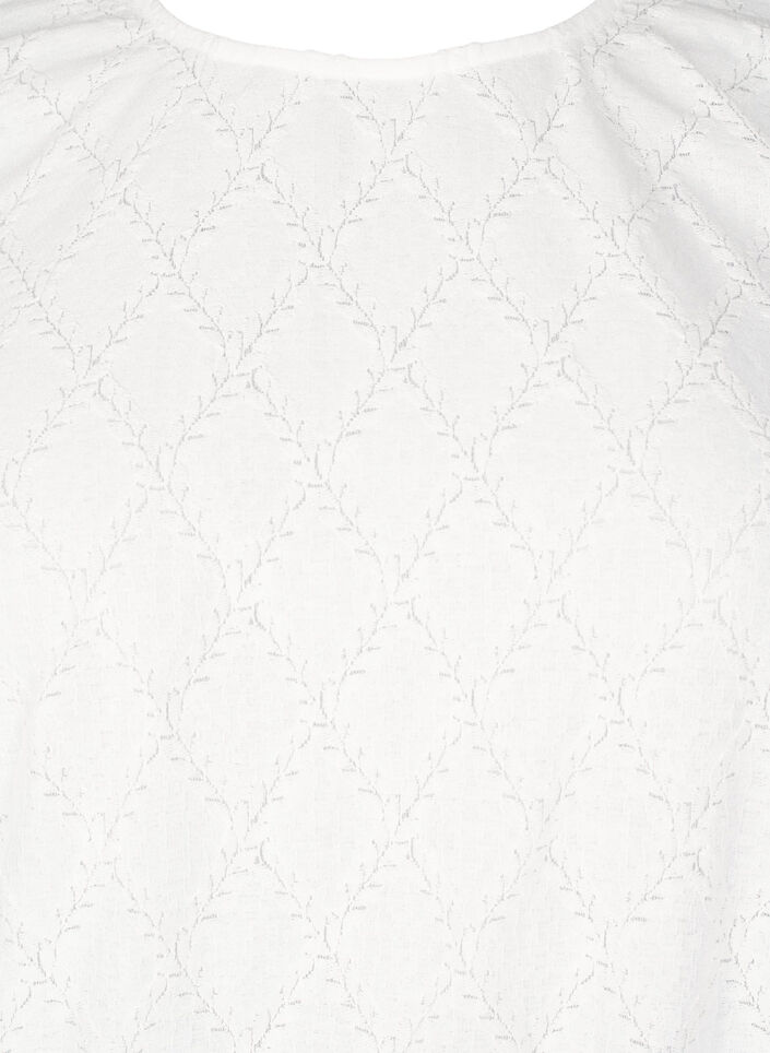 Blouse met korte mouwen en gestructureerd patroon, Bright White, Packshot image number 2