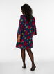Bloemenjurk in viscose met ruches, Blauw, Model image number 2