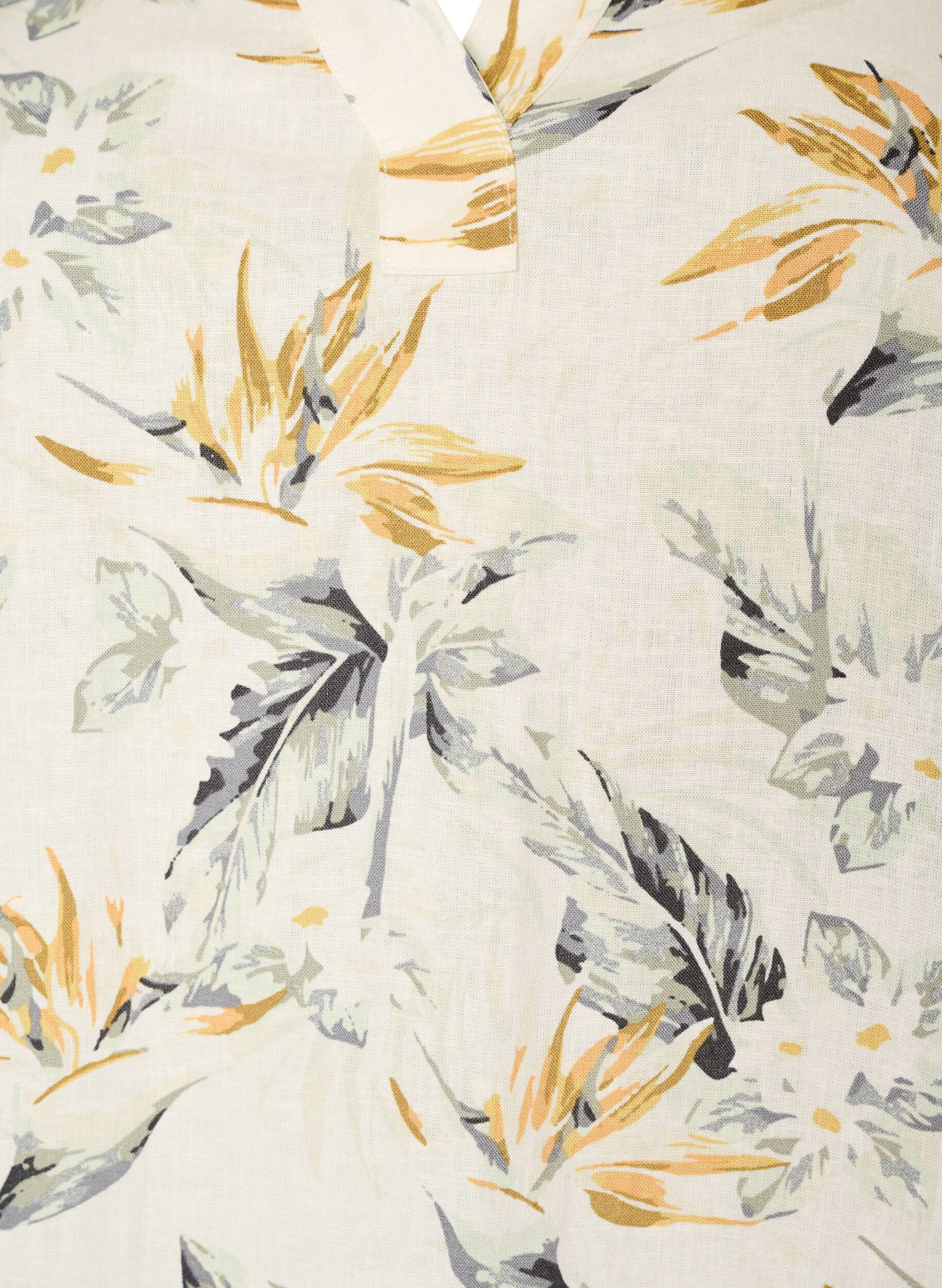 Zizzi Midi-jurk in linnen en viscose met 1/2 mouwen, 9990, Packshot image number 2