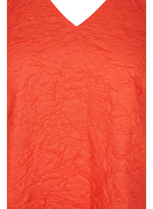 Gestructureerde jurk met korte pofmouwen, Mandarin Red, Packshot image number 2