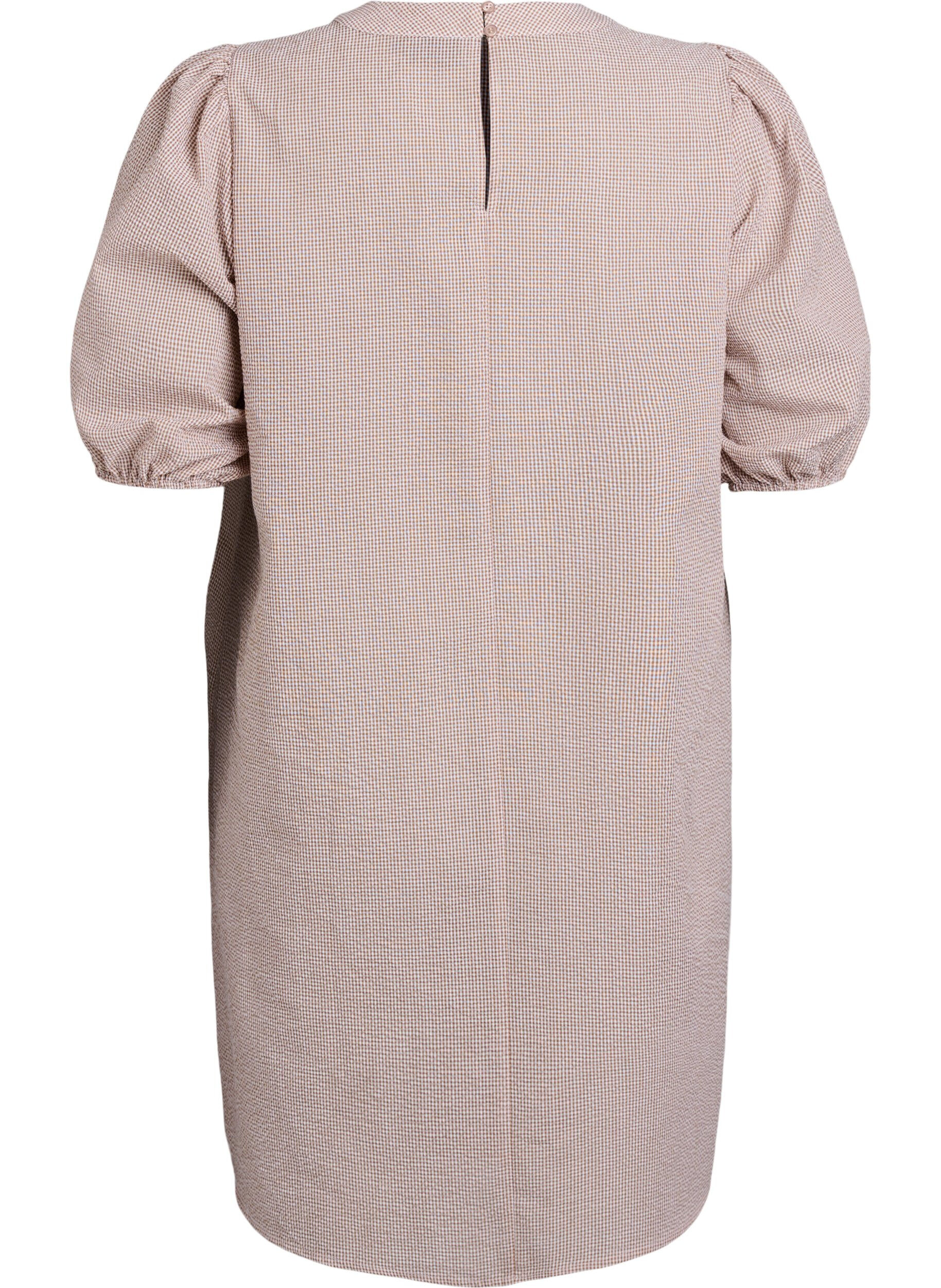 Zizzi Tunic met A-lijn en korte ballonmouwen, Beige, Packshot image number 1
