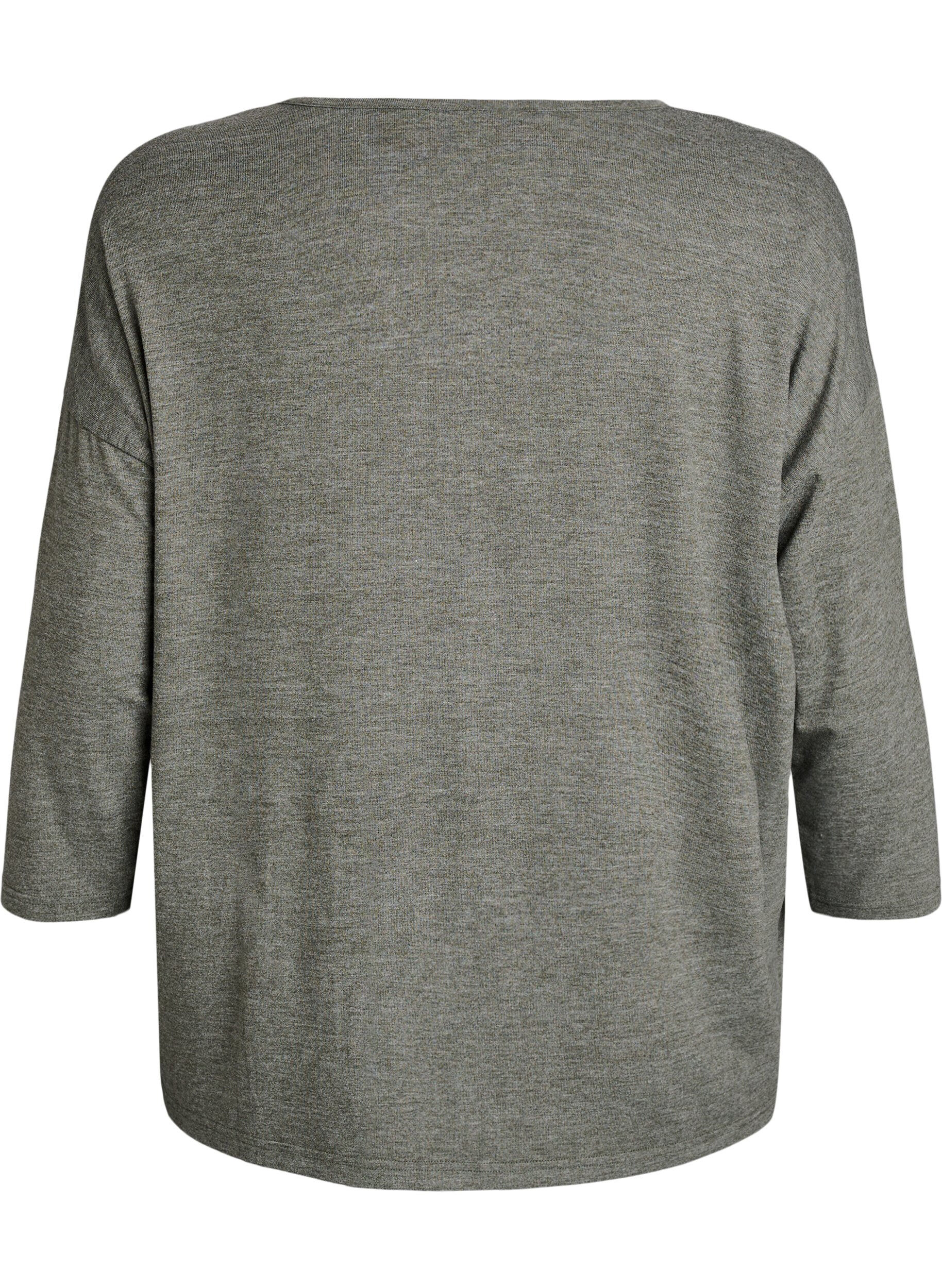 ZizziJersey blouse met 3/4 mouwen, Groen, Packshot image number 1