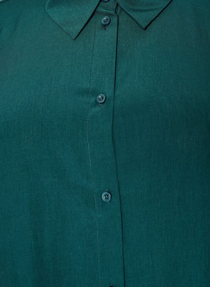 Korte overhemdjurk met ruchelaag, Groen, Packshot image number 2