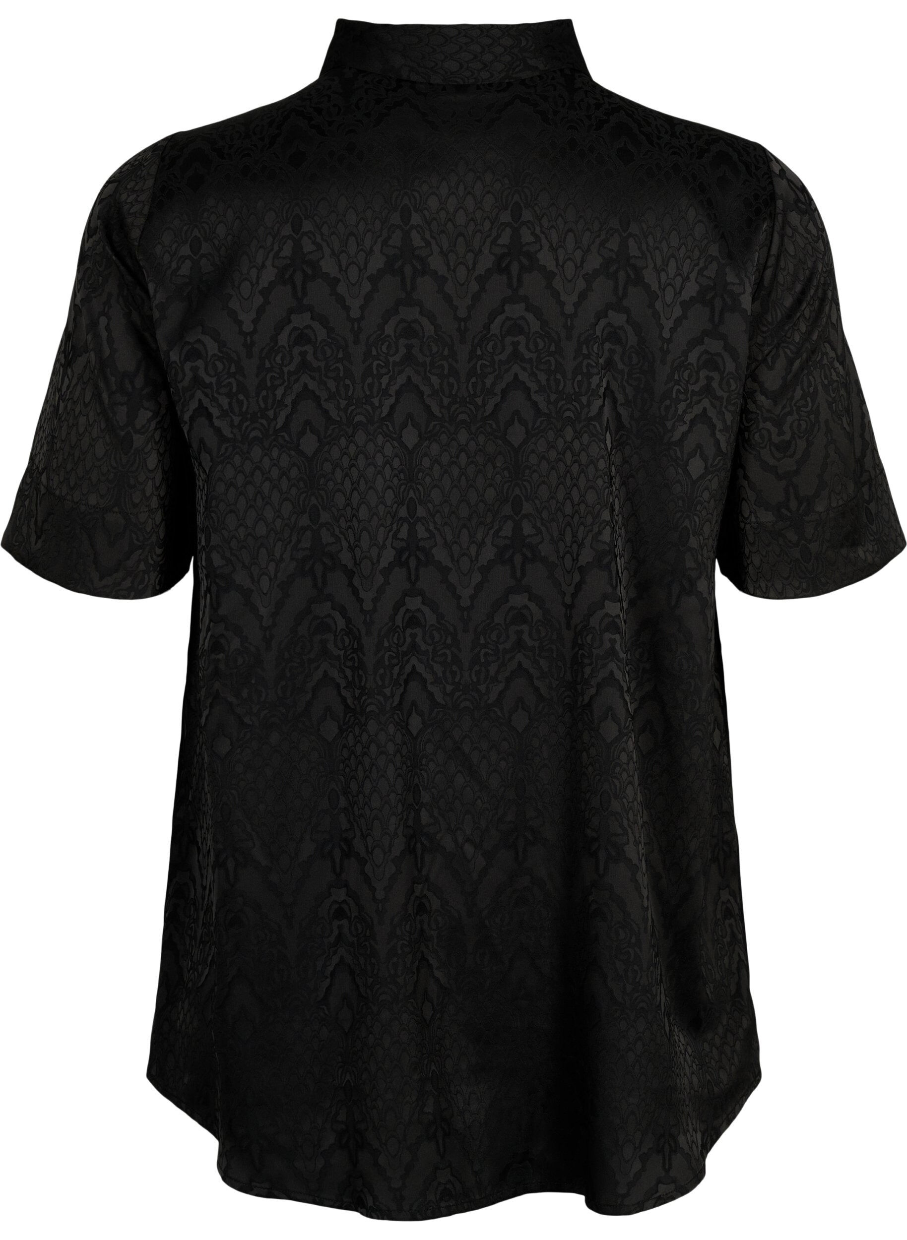 Zizzi Lang shirt met structuurpatroon, Black, Packshot image number 1