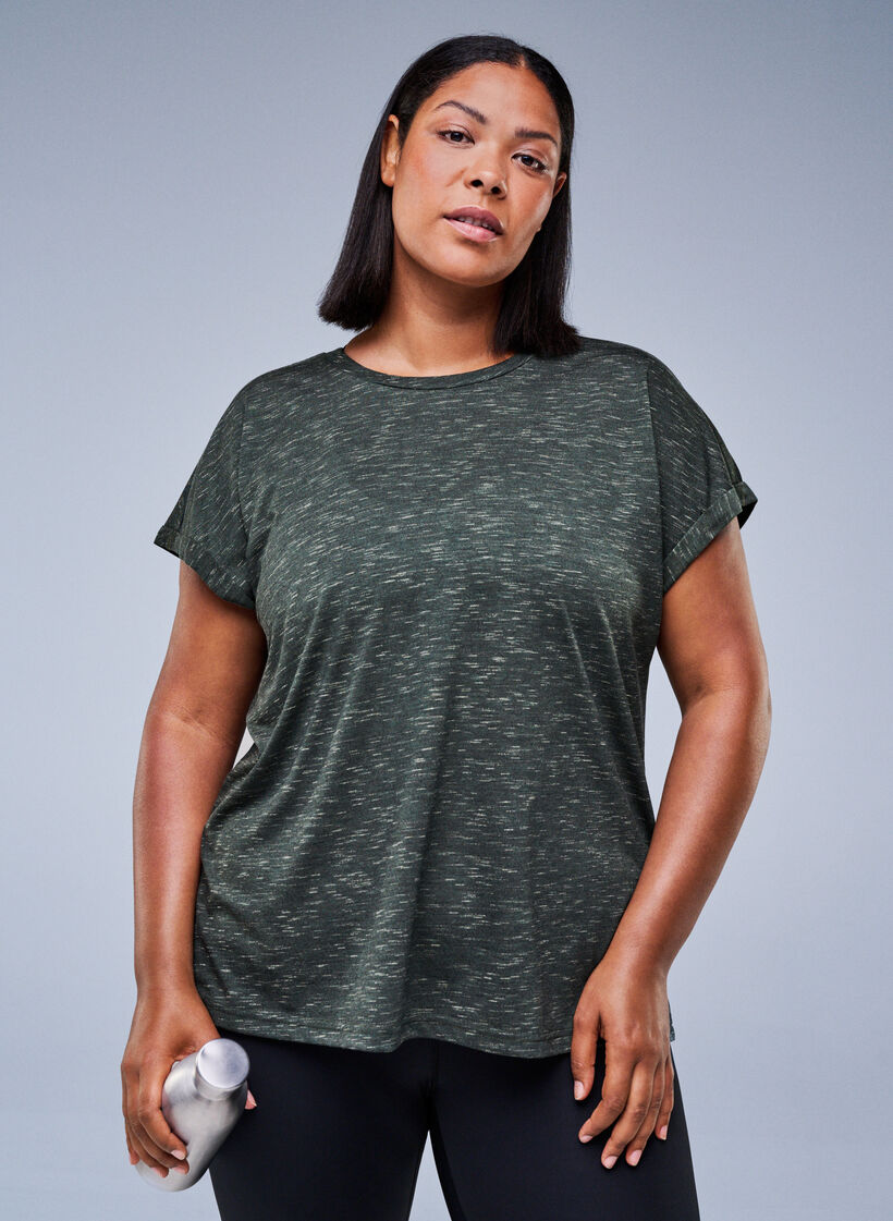Los workout T-shirt met korte mouwen, Groen, Image image number 0