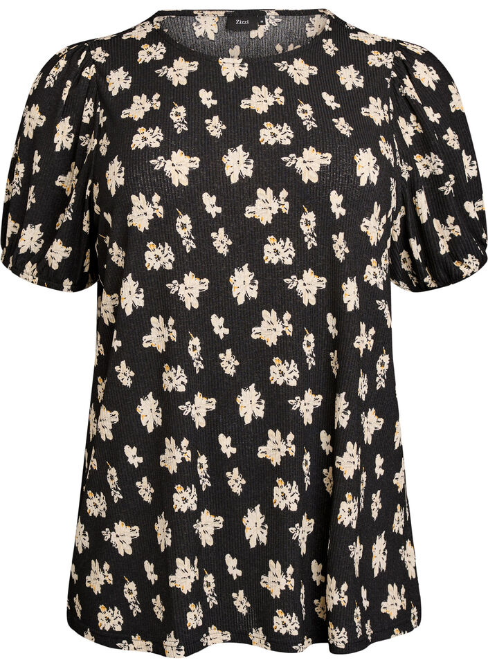 Blouse met korte mouwen, Zwart, Packshot image number 0