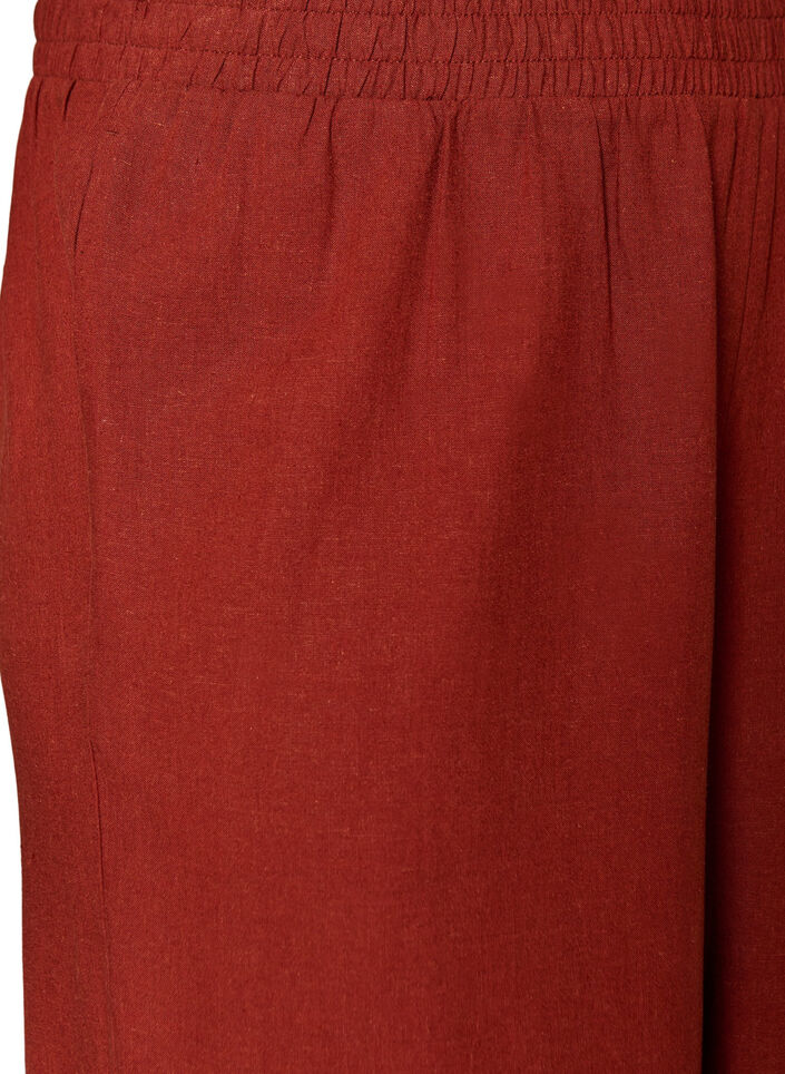 Wijde linnen en viscose broek, Rood, Packshot image number 2