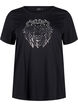 Katoenen T-shirt met opdruk, Black w. Silverlion, Packshot image number 0