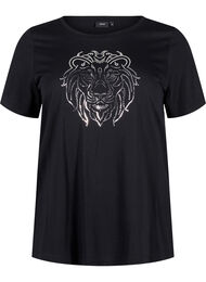 Katoenen T-shirt met opdruk, Black w. Silverlion