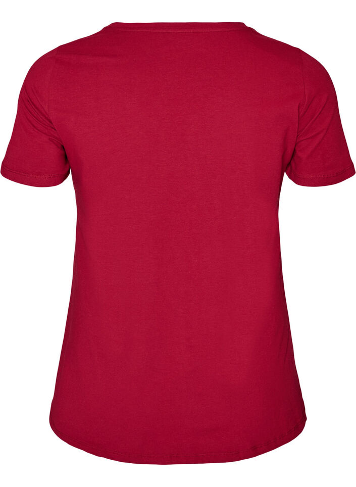 Basic t-shirt in effen kleur met katoen, Rood, Packshot image number 1
