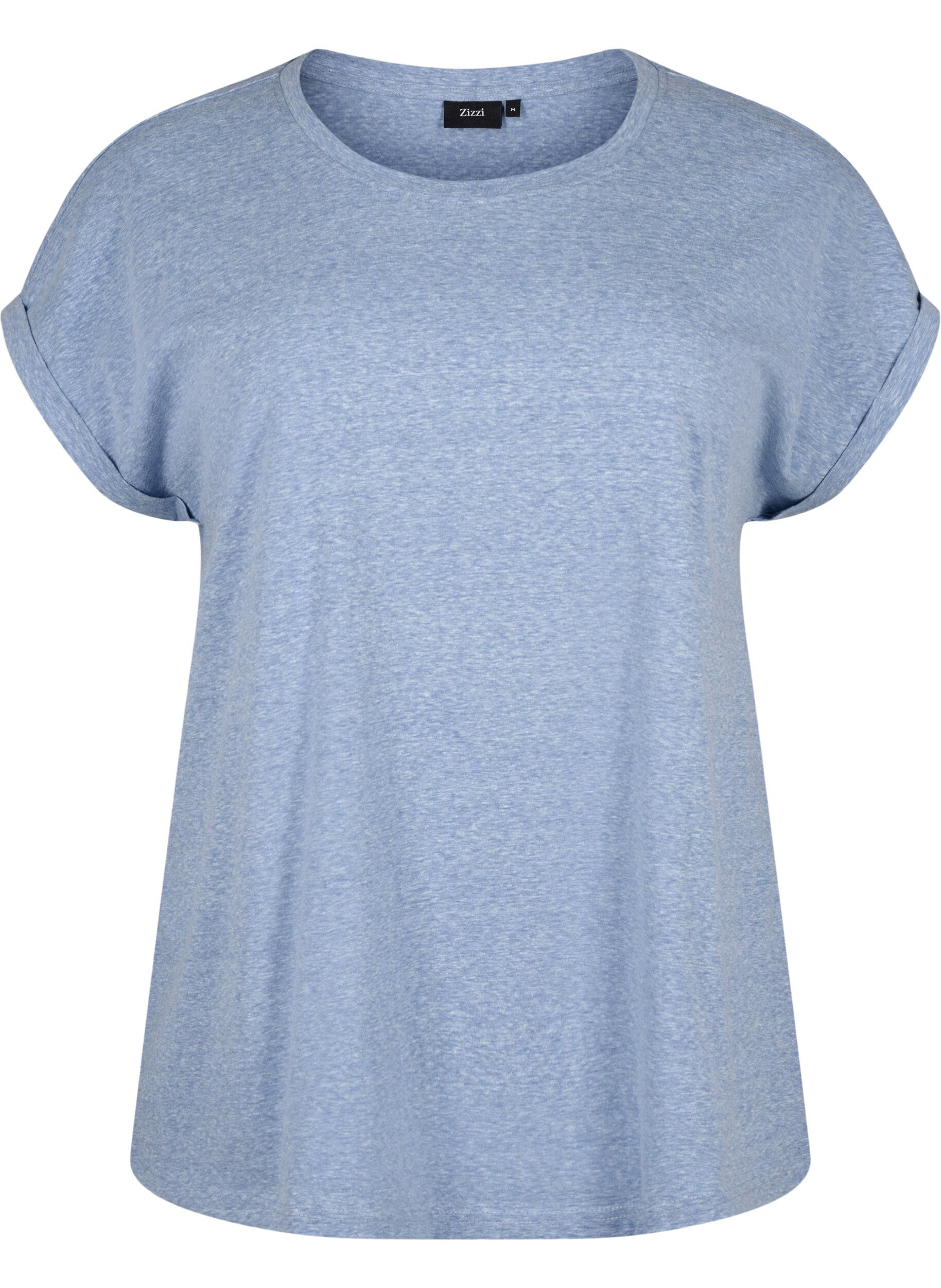 ZizziGem&ecirc;leerd T-shirt met korte mouwen, Blauw, Packshot image number 0