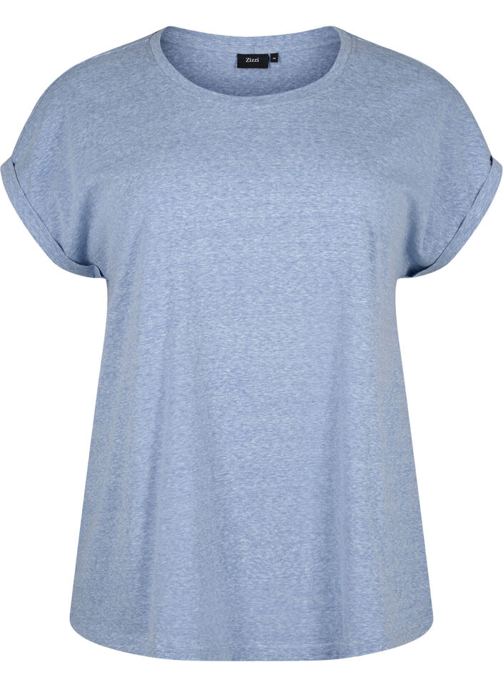 Gem&ecirc;leerd T-shirt met korte mouwen, Blauw, Packshot image number 0