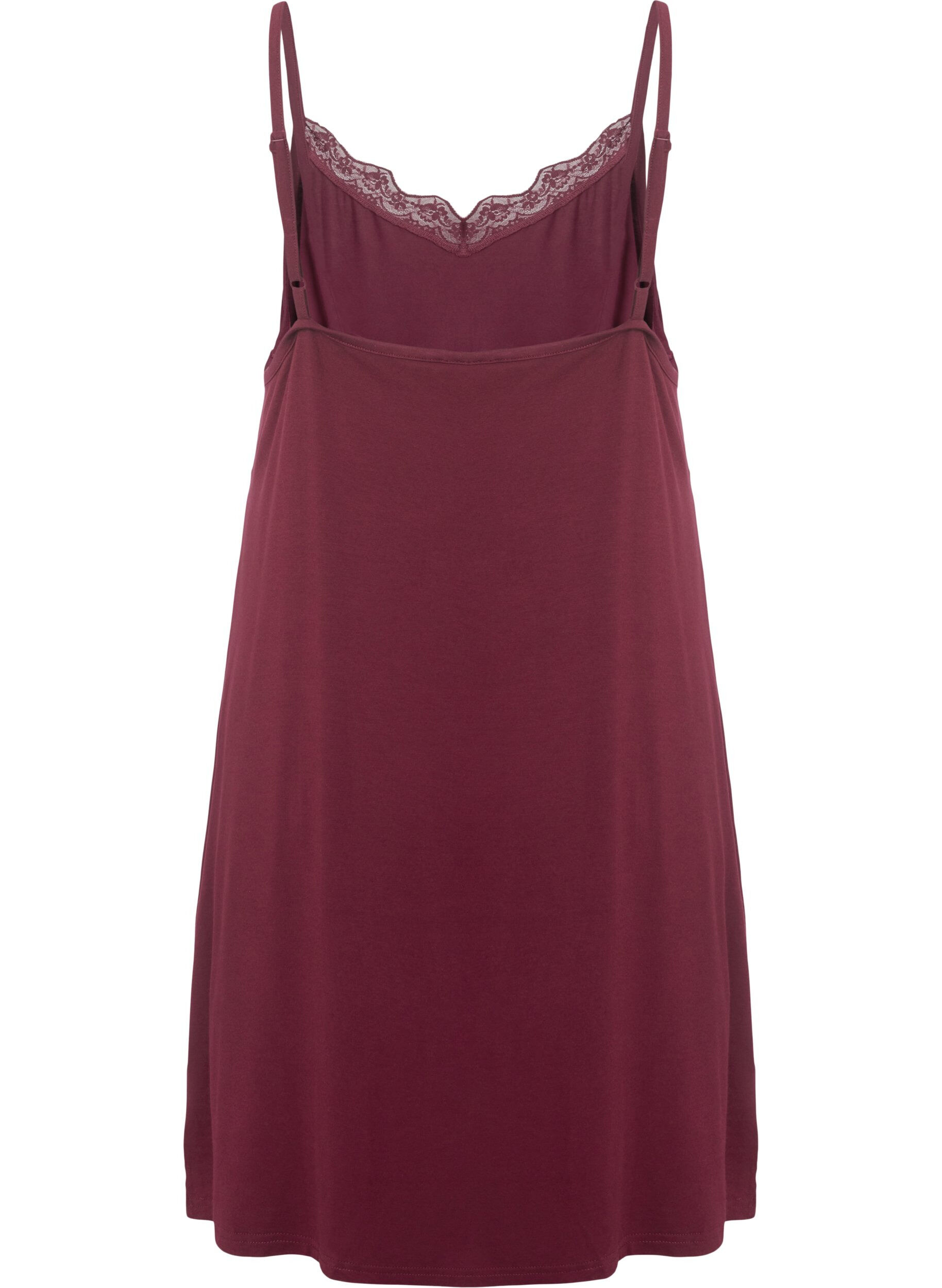 Zizzi Pyjama jurk met kanten rand in viscose, Rood, Packshot image number 1