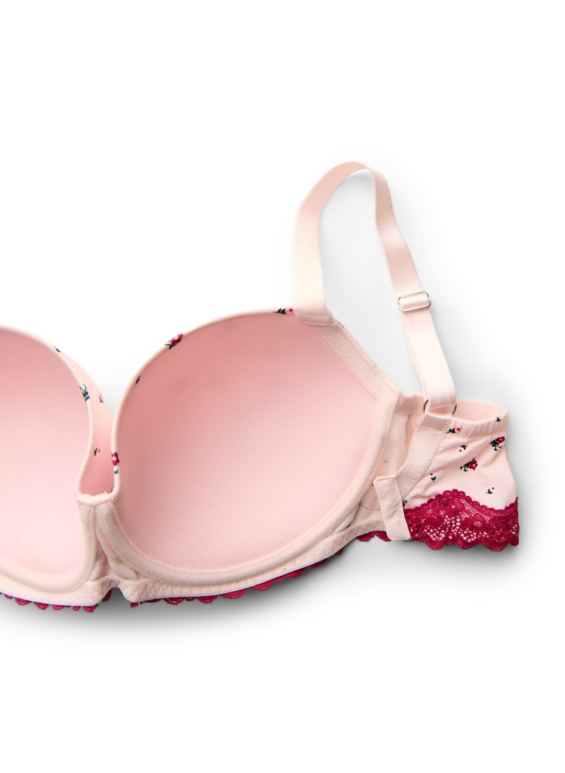 ZizziVoorgevormde bh met bloemenprint en kanten details, Roze, Packshot image number 3