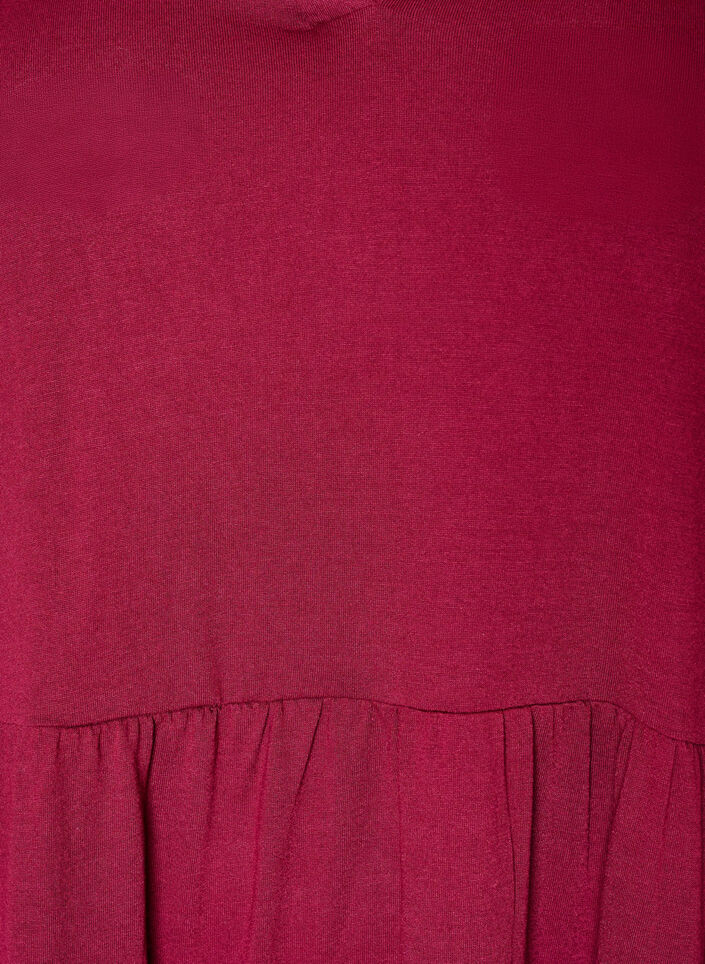 Jerseyjurk met kanten details en een gelaagde rok, Rood, Packshot image number 2