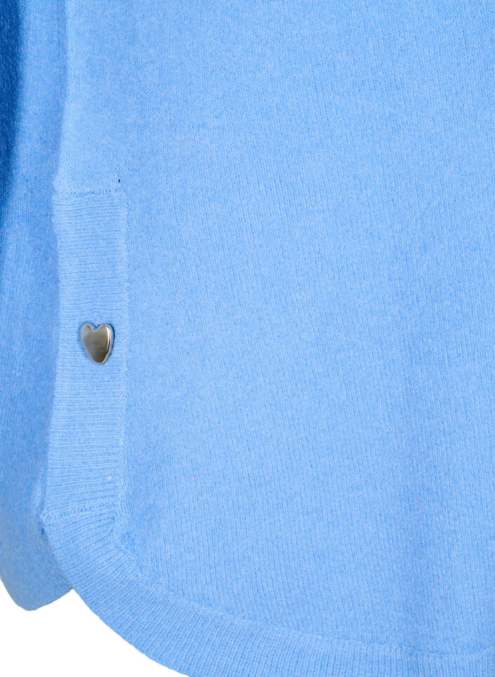 Lange gebreide blouse met knoopdetail aan de zijkant, Della R. Blue Mel., Packshot image number 4