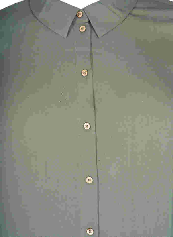 Lang effen overhemd van viscose, Thyme, Packshot image number 2