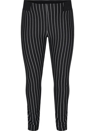 Gestreepte legging met elastiek in de taille, Dark Grey Stripe, Packshot image number 0