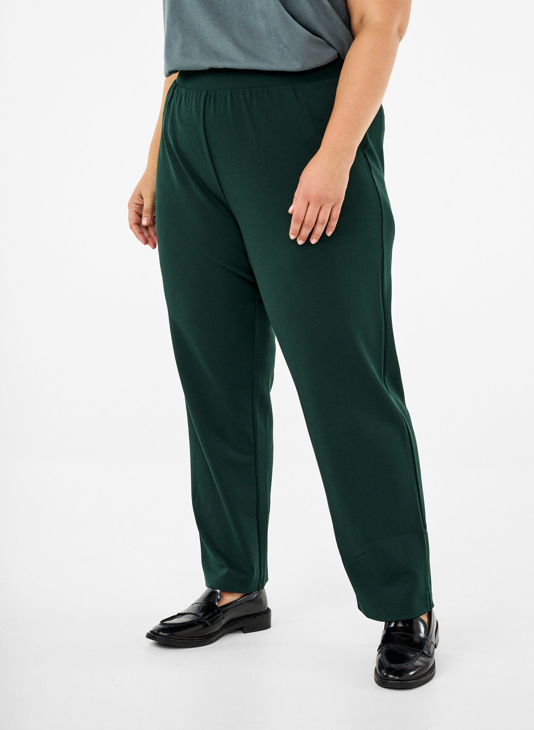 Zizzi Broek met rechte pasvorm, Groen, Model image number 2