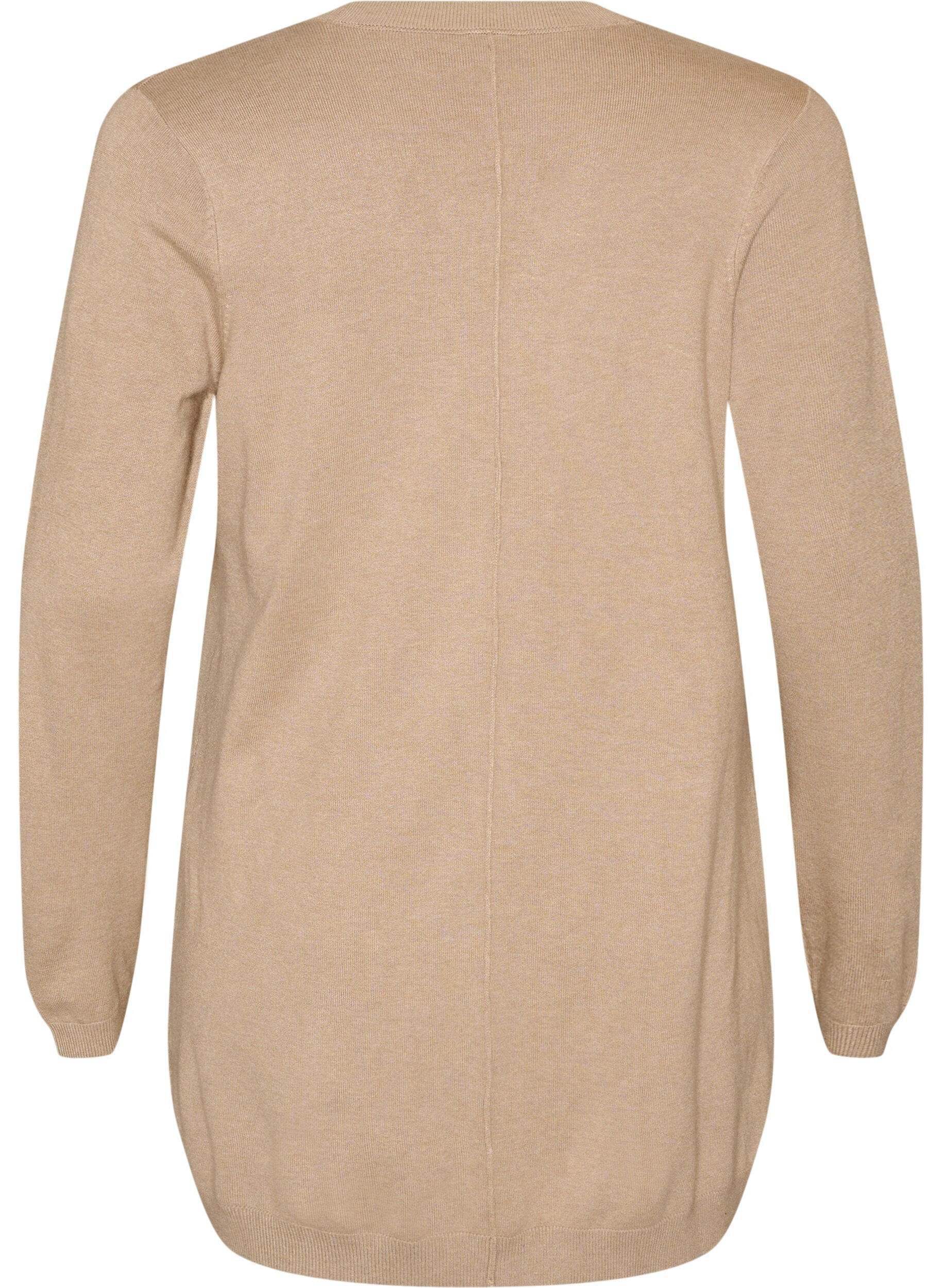 ZizziLang gebreid vest in viscosemix, Beige, Packshot image number 1