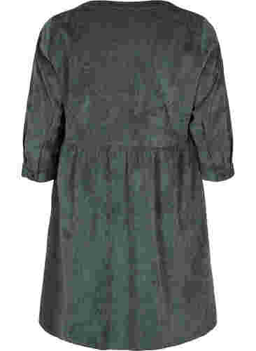 Fluwelen jurk met 3/4-mouwen en knopen, Deep Forest, Packshot image number 1