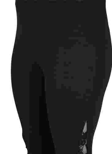 Legging van viscose met kanten details, Black, Packshot image number 2