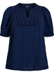 Blouse met korte pofmouwen en gestippelde textuur, Navy Blazer, Packshot image number 0