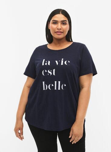 Katoenen T-shirt met tekstopdruk, Night Sky W. La, Model image number 0
