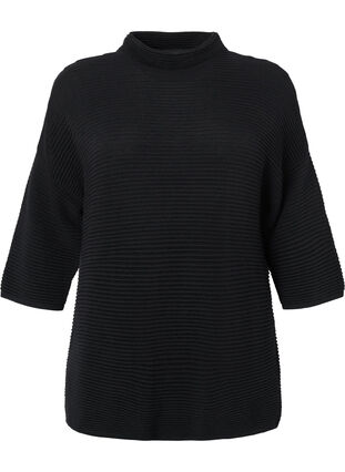Gestructureerde pullover met hoge hals, Black, Packshot image number 0