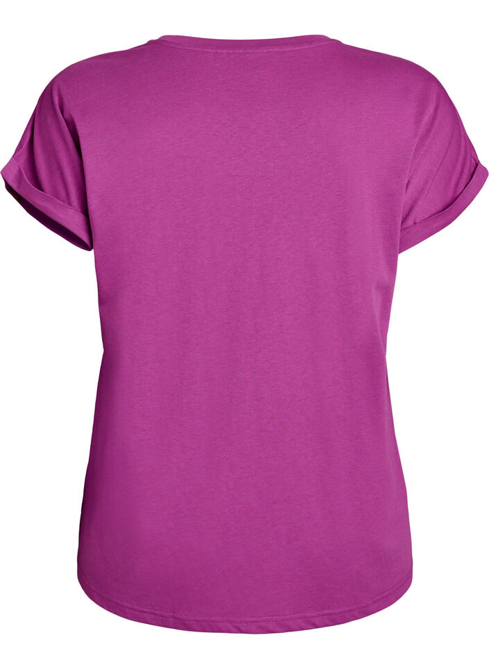 T-shirt met korte mouwen in een katoenmix, Paars, Packshot image number 1