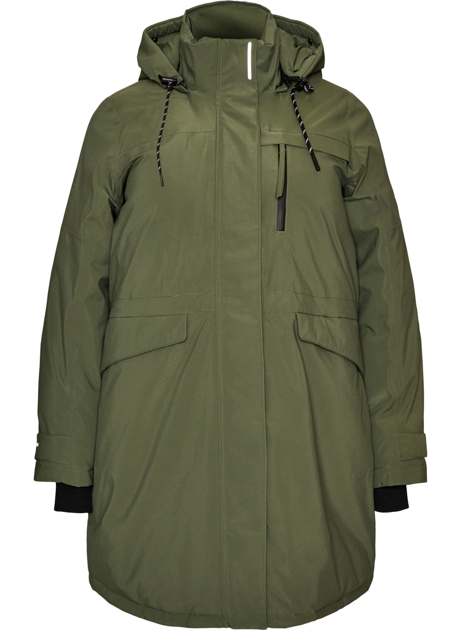 ZizziWaterafstotende parka met capuchon en functionele details, Groen, Packshot image number 0