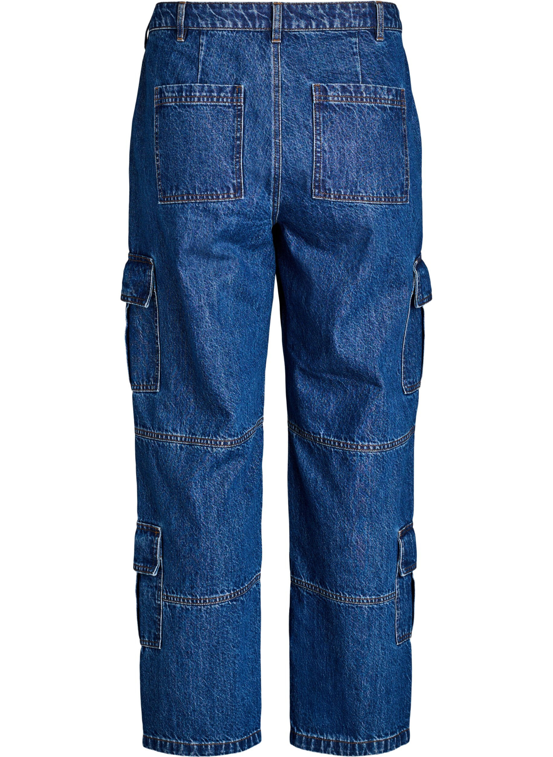 Zizzi High waist cargo jeans, Blauw, Packshot image number 1