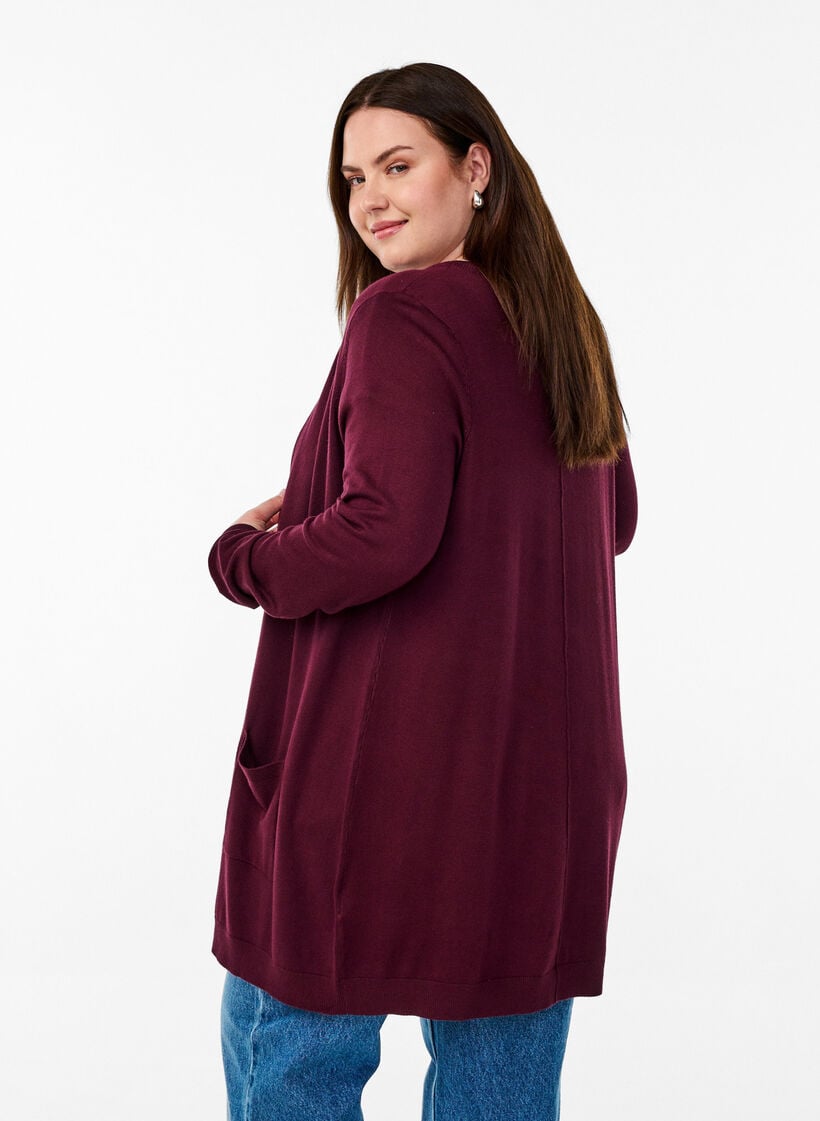 Lang gebreid vest van een viscose mix, Rood, Model image number 2