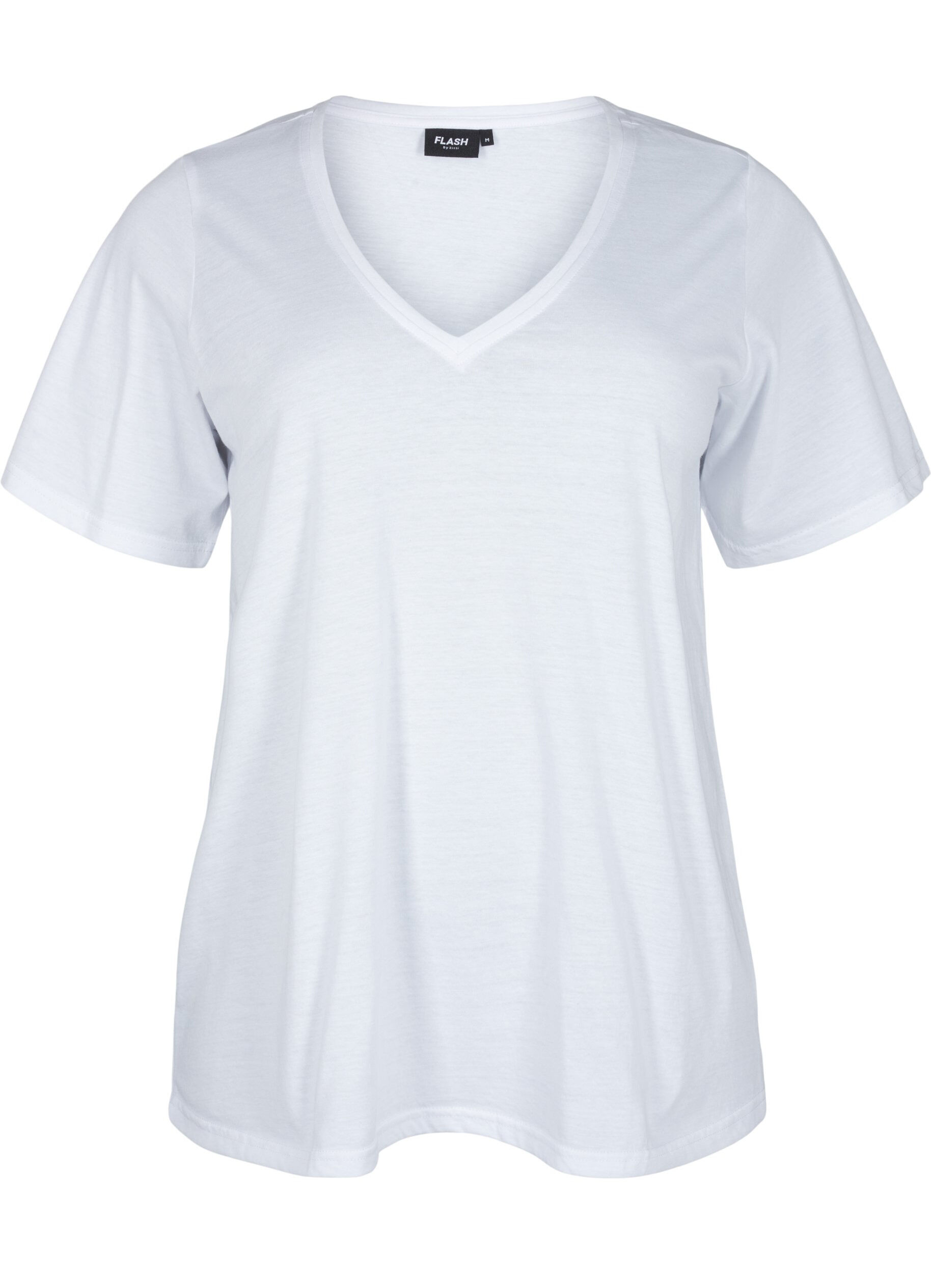 Zizzi 	 FLASH - 2-pack v-hals t-shirts, White/Black, Packshot image number 2