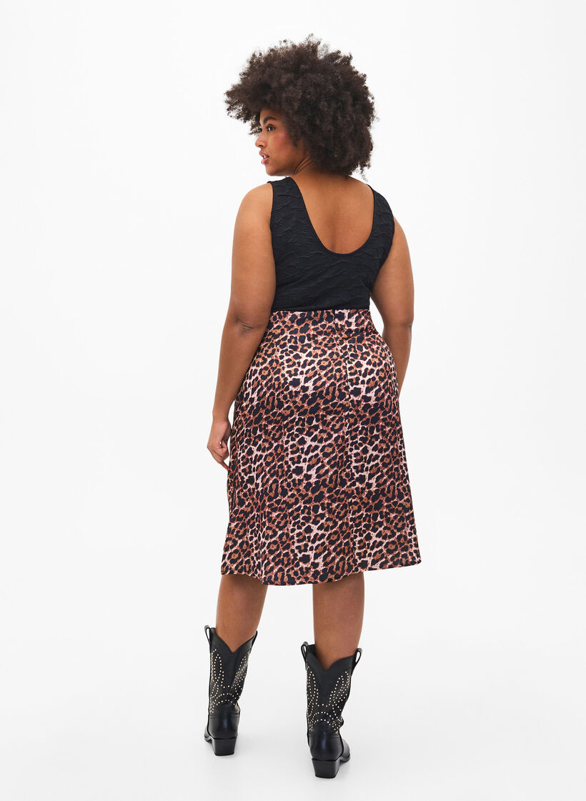 Rok met luipaardprint en splitten, Leopard AOP, Model image number 1