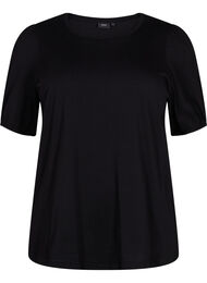 Katoenen t-shirt met 2/4 mouwen, Black