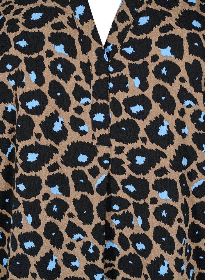 Blouse met korte mouwen en V-hals, Bruin, Packshot image number 2